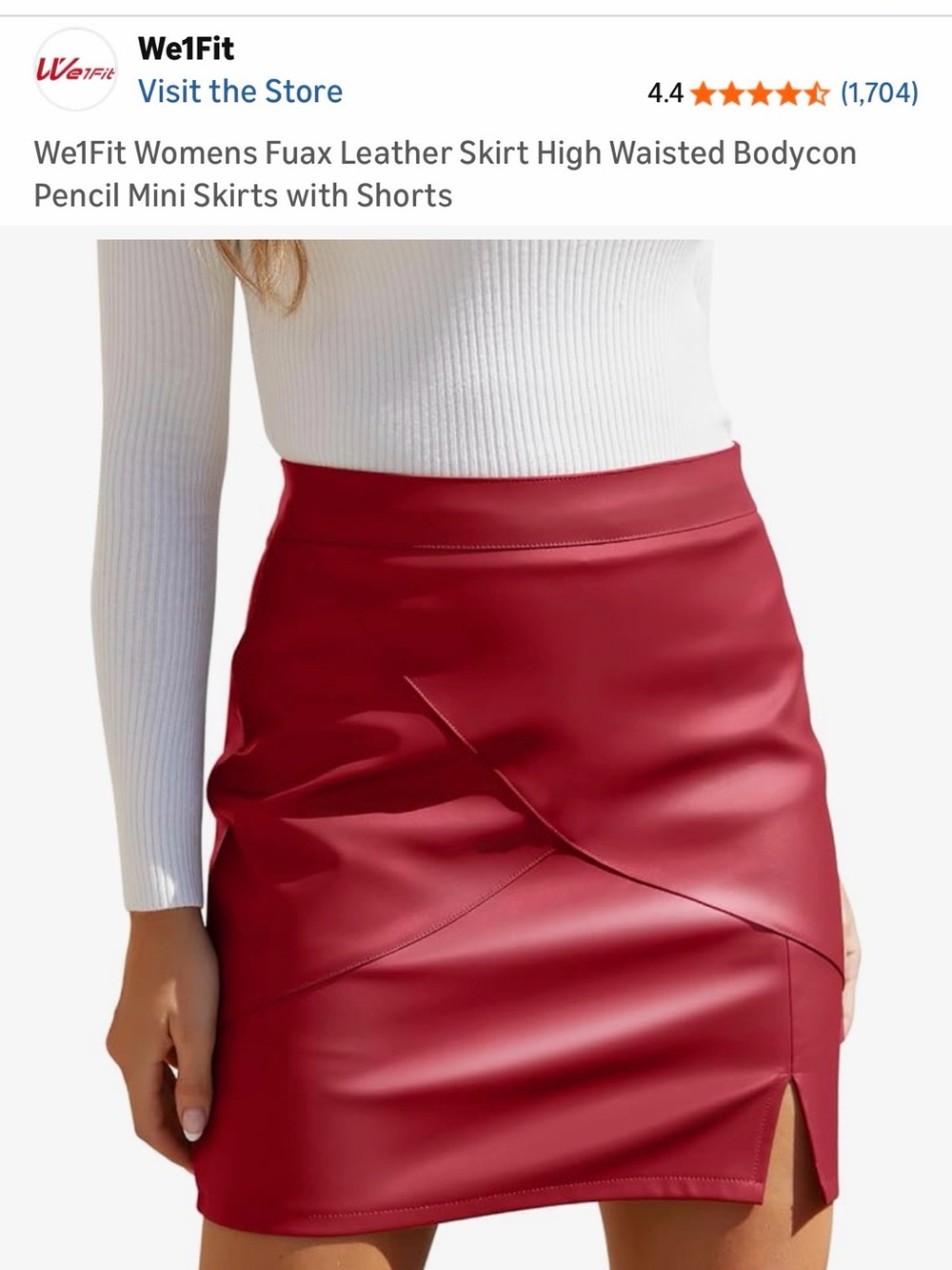 Red Faux Leather Mini Skirt - Women - Picture 2 of 8